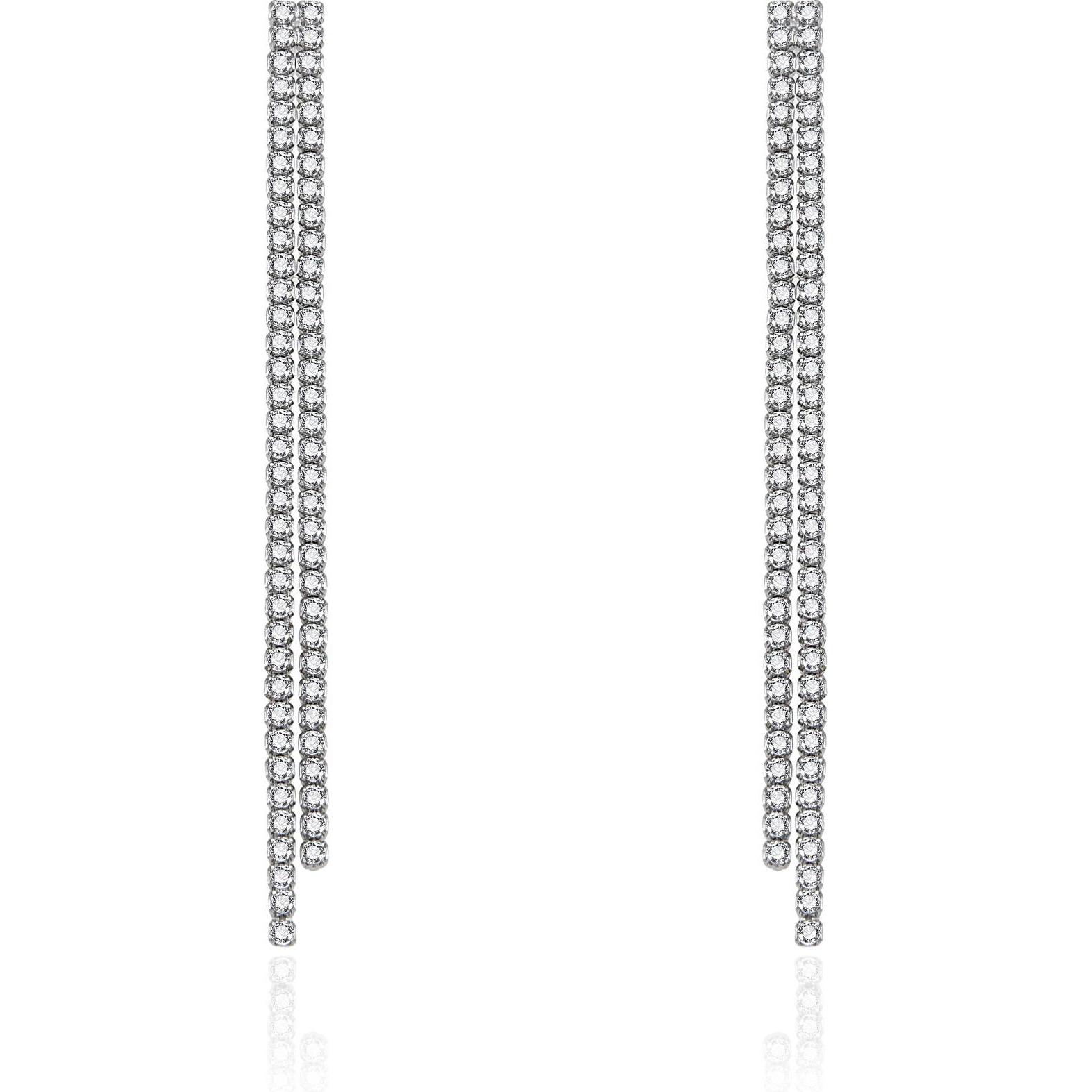 Agato, Orecchini, - Long rhinestone earrings with zircons AGT-E262PW