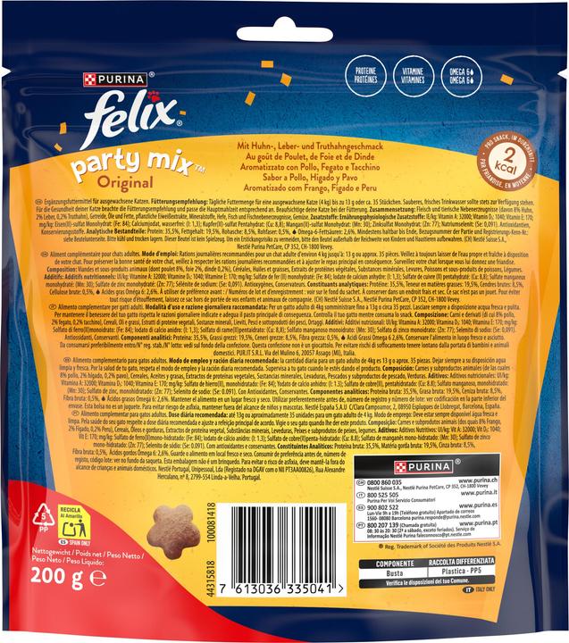 Valori nutrizionali e ingredienti Felix Party Mix Originale (Adulto, 1 pz., 212 g)