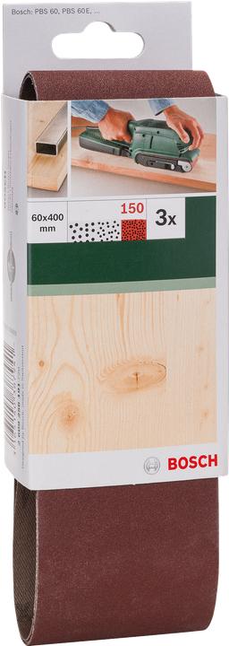 Actual product image Bosch Zubehör 3-piece sanding belt set for belt sander, red quality K = 150 (150)