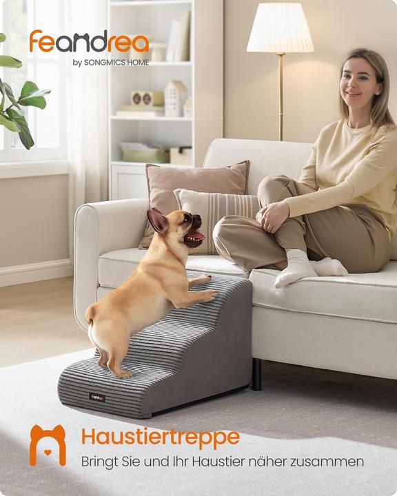 Image du produit Feandrea Haustiertreppe mit 3 Stufen, rutschfest und waschbar (Chat, Chien, Lavable)