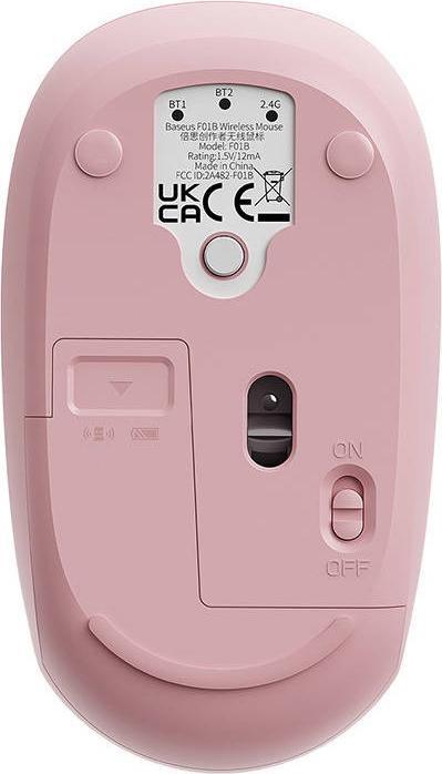 Actual product image Baseus Wireless Mouse F01B Tri-Mode 2.4 G BT5.0 1600 DPI (pink) (Wireless)