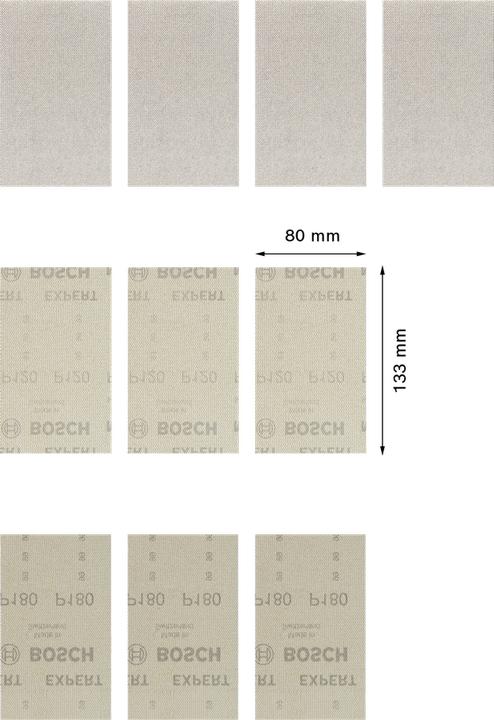 Image du produit Bosch Professional Zubehör EXPERT M480 Jeu de filets abrasifs, 80 x 133 mm, 10 pièces (80, 120, 180)