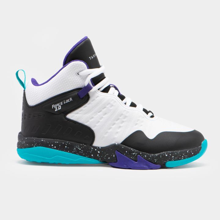 Tarmak Chaussures de Basket Intermédiaire Enfants SS500H - Blanc/Noir/Pourpre