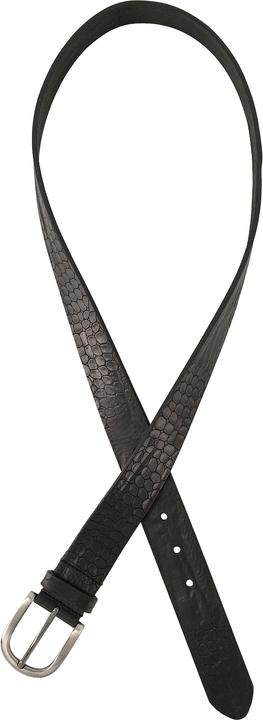Image du produit Ulla Popken Ceinture en cuir, motif estampé peau de serpent, boucle métallique