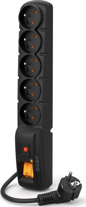 Produktbild HSK Listwa zasilajÄ…ca Acar F5 przeciwprzepiÄ™ciowa 5 gniazd czarna (W2051) (5 x, CEE 7/5, 1 m)