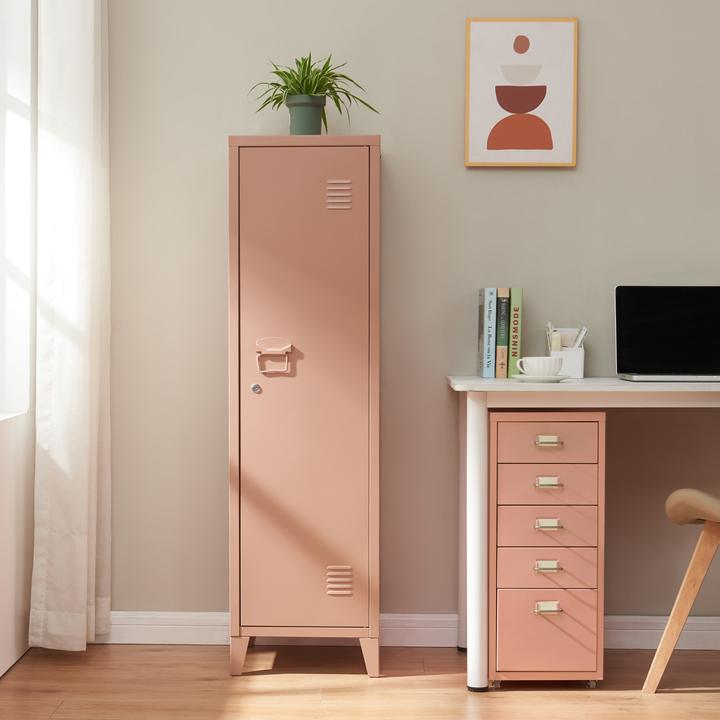 Actual product image En.Casa Einzelspind Kurikka 137x38x38 cm Hellbraun (38 x 38 x 137 cm)