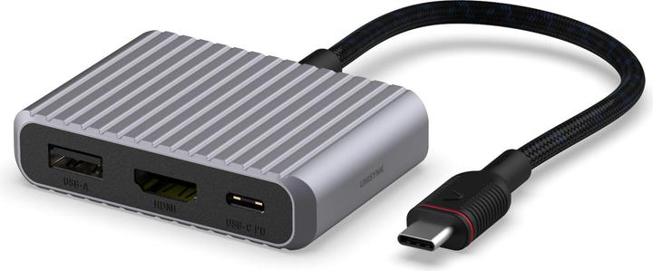 Productafbeelding Unisynk 3-poorts USB-C Hub V2 4K 60Hz 100W Grijs (USB-C, 3 ports)