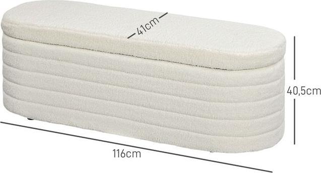 Image du produit Swisshandel24 Banc de lit de chambre, espace de rangement, pieds en bois, peluche, jusqu'à 120kg, 116x41x40.5cm (41 cm)