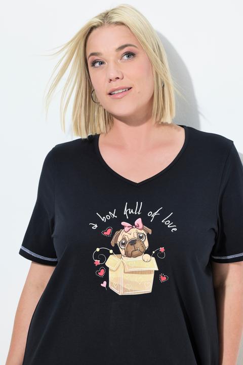 Actual product image Ulla Popken Graphic Short Sleeve V-Neck Sleep Tee (58)