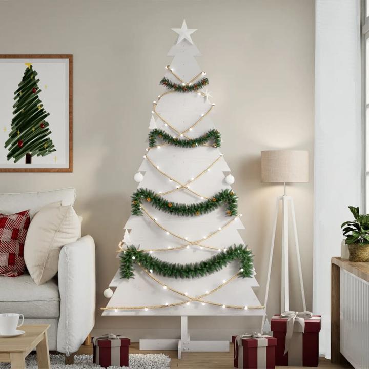 Actual product image vidaXL Christmas tree wood Christmas tree decoration wooden tree white 180cm solid pine wood (180 cm)