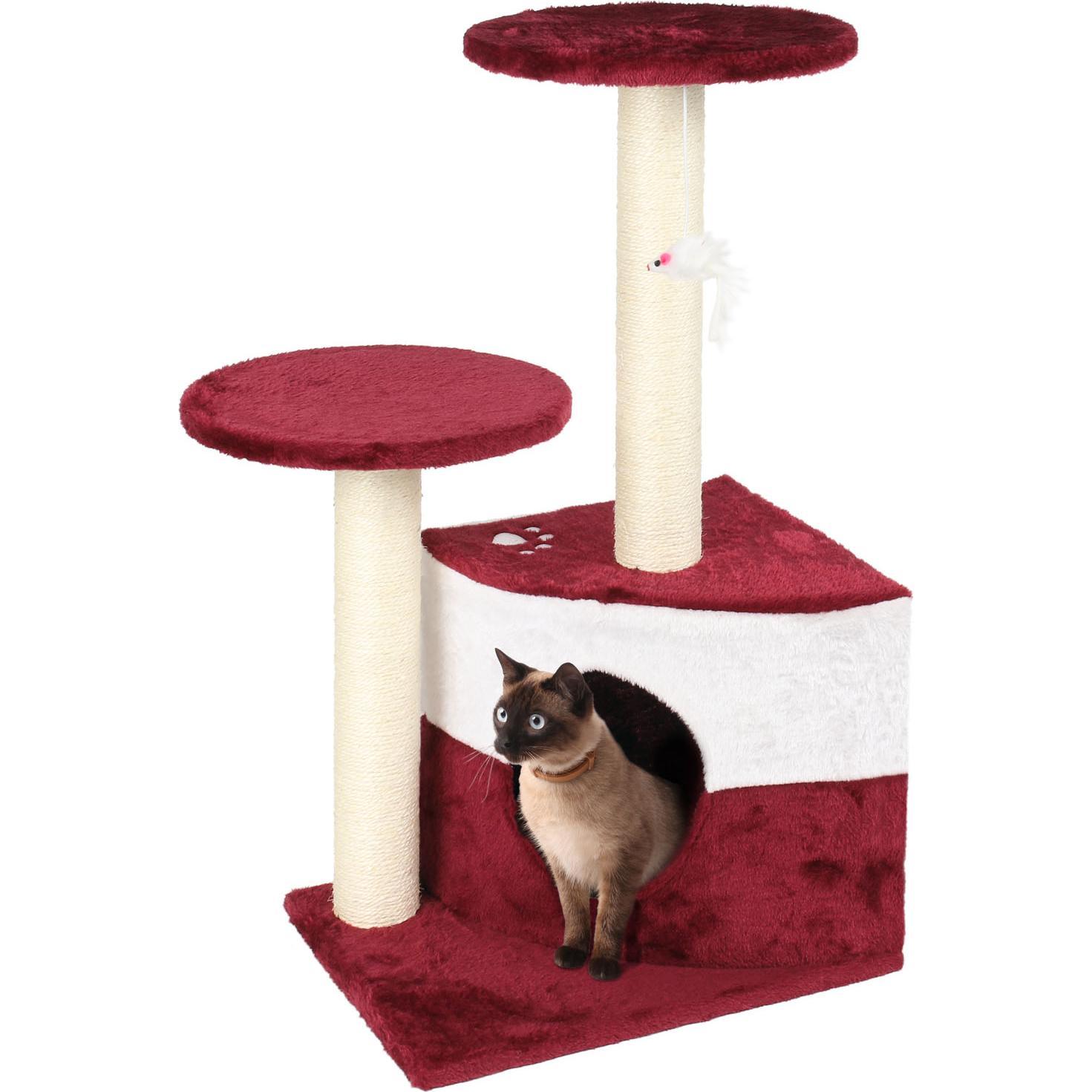 Thumbnail - Wiltec Kratzbaum Rot 71cm Katzenkratzbaum Katzenbaum Kletterbaum Katze (71 cm, Rot), Katzenbaum