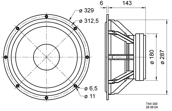 Actual product image Visaton TIW 300 woofer, 8 Ohm