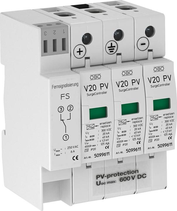 Produktbild OBO Bettermann OBO V20C SurgeController V20 3pol 600VDC f.PVAnl