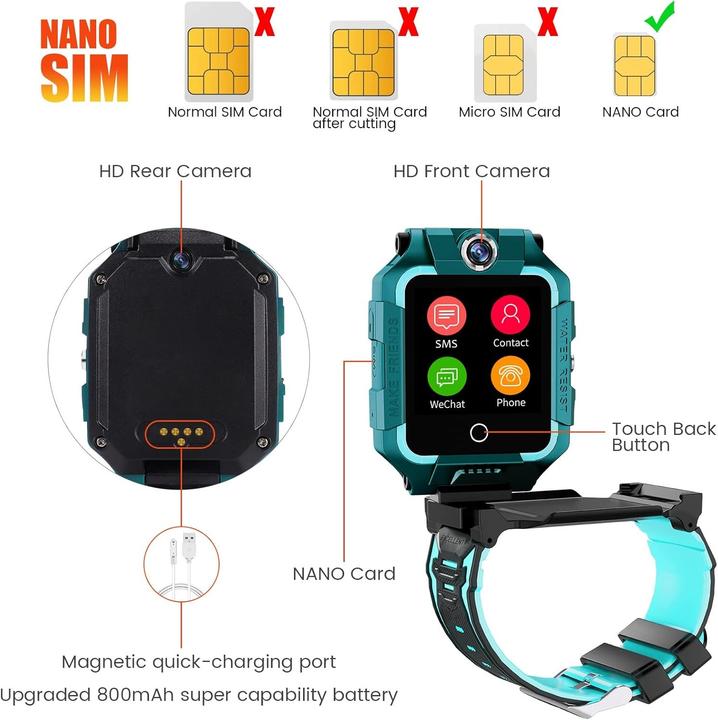 Produktbild Eleoption 4G GPS-Smartwatch für Kinder mit Kamera, Videoanrufen, SOS und wasserdicht (45 mm, 4G)