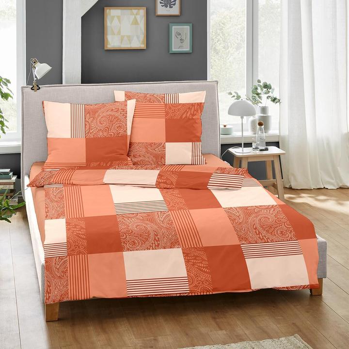 Produktbild Dormisette Feinbiber Bettwäsche Ystad orange (Bettwäsche Set, 135x200 cm + 80x80 cm)