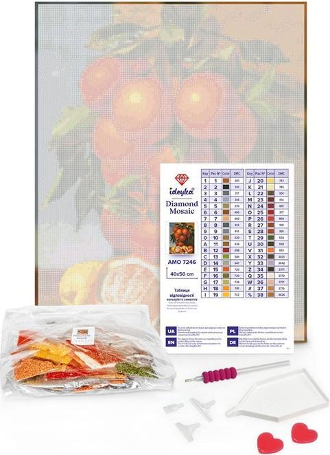 Actual product image Ideyka Diamond Painting - Cats and fruits with frame 40 x 50 cm