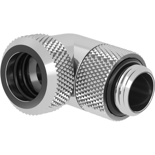 Barrow Multi-Link Adapter Anschluss 90 Grad G1/4 Zoll AG auf 12mm AD Hardtube - drehbar, silber, Wasserkühlung Anschluss...