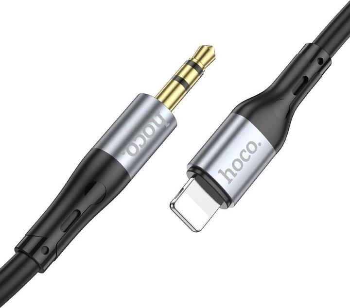 Hoco Cable Cable AUX Jack 3,5 mm to Lightning 1 m UPA22 black (1 m, AUX Kabel)