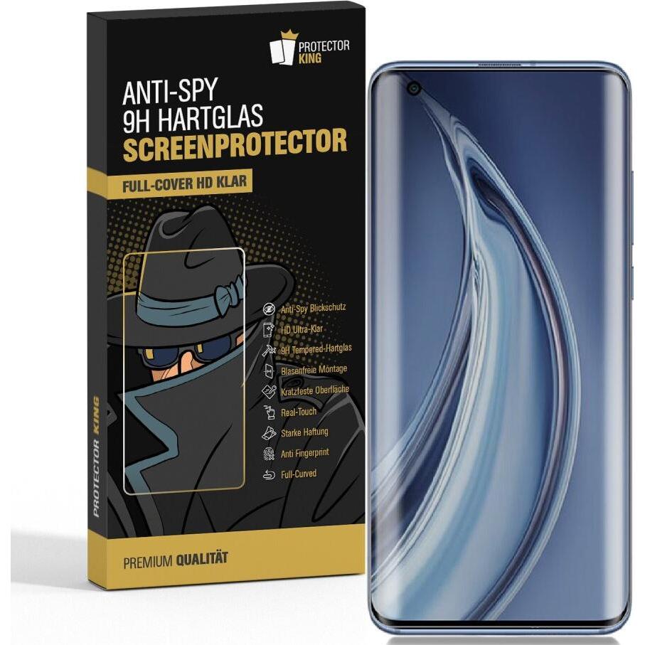 Protectorking 2x Echtes Tempered 9H Panzerhartglas Blickschutz (5 Stück, Xiaomi Mi 10), Smartphone Schutzfolie