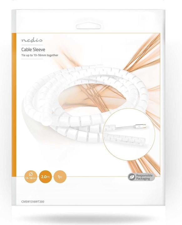 Produktbild Nedis Kabelmanagement Hülse 2.00 m 1 Stück max. Kabeldicke: 16 mm PE Weiss (Kabeldurchlass, 200 cm)