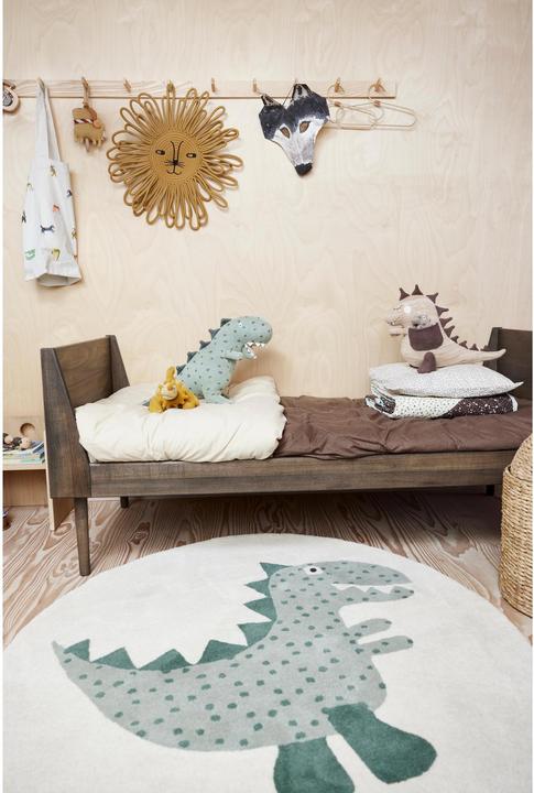 Actual product image OYOY Mini Decorative Rug Theo Dino Beige/Green (120 x 120 cm)
