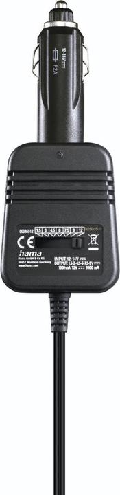 Hama Alimentation pour voiture, réglable, 1000mA, 12W, max. 12V, stabilis. 8 adaptateurs
