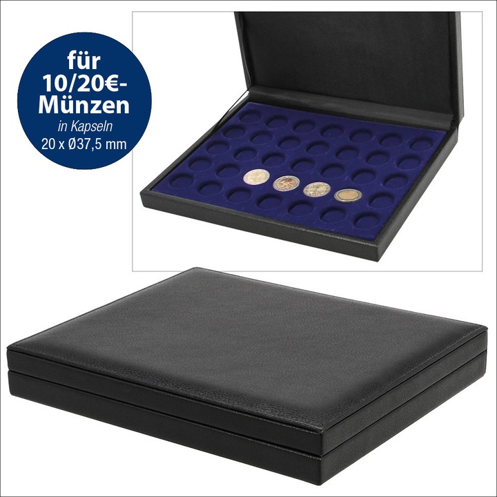 Produktbild Schwäbische Albumfabrik Münz-Kassetten in luxeriöser Lederausstattung mit königsblauem Velourseinsatz für 20 Format 10 DM, 1 (2022)