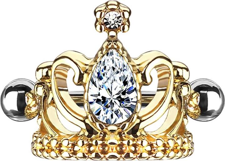 Immagine prodotto Star Piercing Micro Barbell vergoldet Tiara mit Kristall silber (Ottone, Acciaio chirurgico 316L)