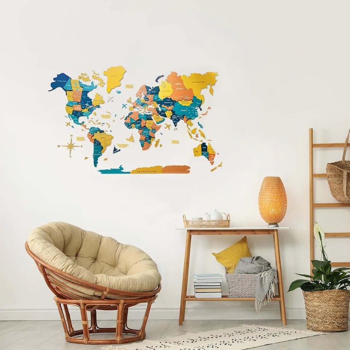 Image du produit Enjoy The Wood Carte du monde en 3D (90 x 150 cm)