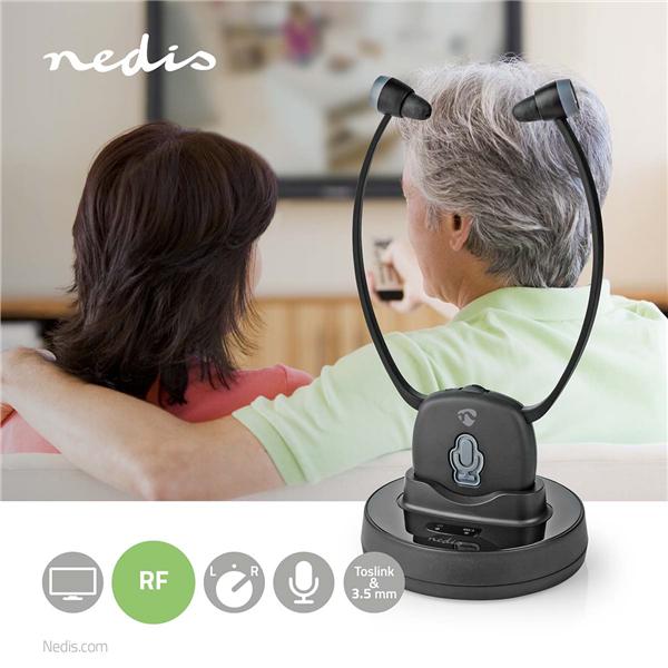 Immagine prodotto Nedis HPRF021BK Cuffie TV wireless RF In Ear Durata massima della batteria: 7 ore 25 m Audio digitale La (7 h, Cablato)