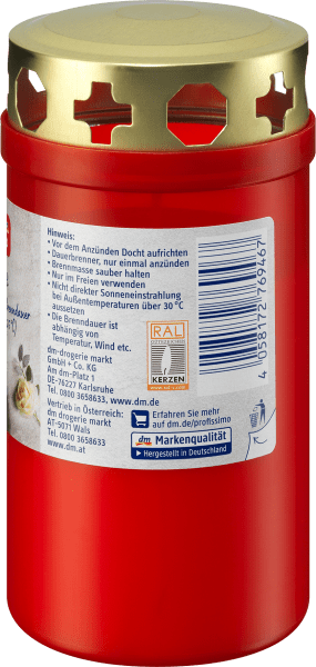 Immagine prodotto dm Profissimo Cero funebre con coperchio rosso (1 pz.)