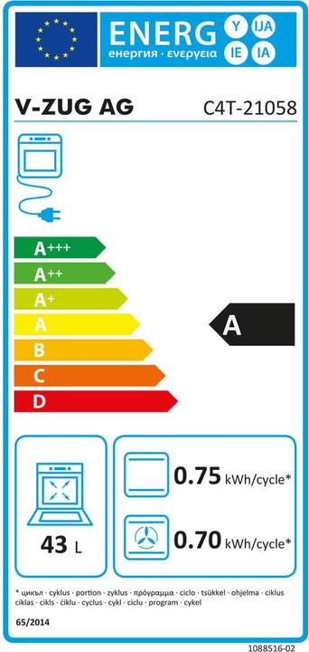 Energie-Label V-ZUG Combair V4000 45P