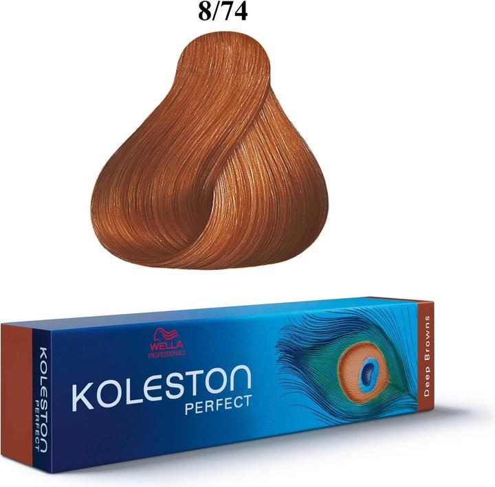 Produktbild Wella Koleston Perfect Permanent Haarfärbemittel 8/74 Hellblond Kastanienrot 60ml (8/74 Hellblond Kastanienrot)