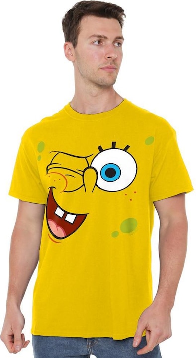 Actual product image Spongebob Squarepants Mens Winking Face T-Shirt (4XL)