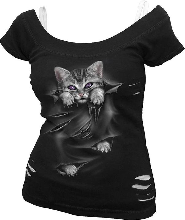 Actual product image Spiral Womens/Ladies Bright Eyes Ripped 2 in 1 T-Shirt (XL)