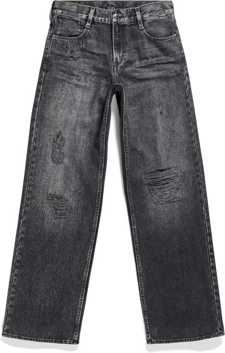G-Star Jeans Judee Basse Taille Larges, Noir Fumé Délavées Effilochées (W26/L30)