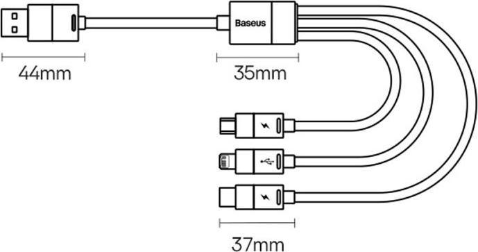 Actual product image Baseus 3in1 charging cable (1.20 m, USB 3.2 Gen 1)