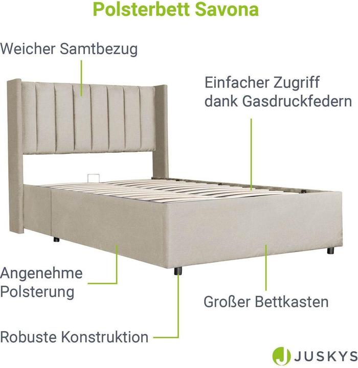 Image du produit Juskys Lit rembourré Savona (140 x 200)