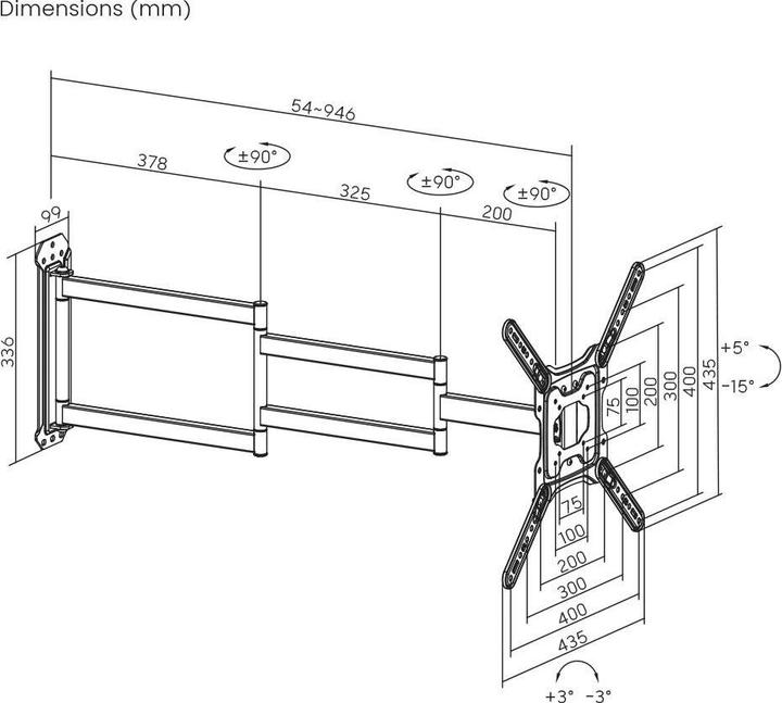 Produktbild SpeaKa Professional SP-TVM-1000 TV-Wandhalterung 58,4 cm (23") - 165,1 cm (65") (Wand, 35 kg, 23" - 65")