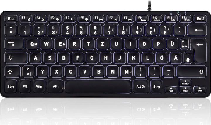 Productafbeelding Perixx PERIBOARD-332B DE, minitoetsenbord, USB bedraad, achtergrondverlichting, zwart (DE, Bedraad)
