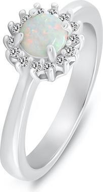 Actual product image Brilio Silver - Silver ring with white synthetic opal and zircons RI110W - Circuit: 52 mm (52)