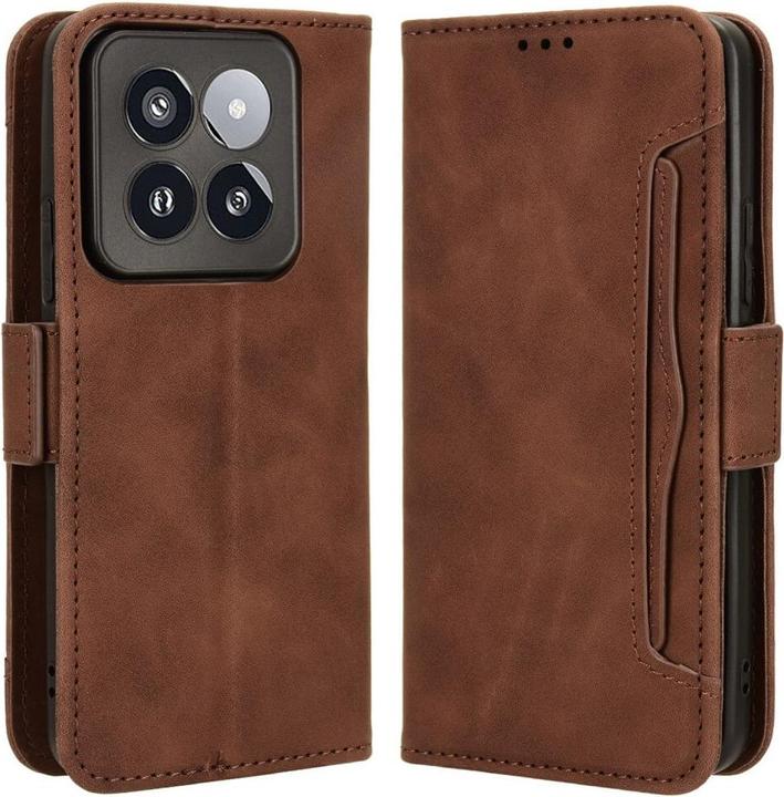 Immagine prodotto Cover-Discount Xiaomi 14 Pro - Custodia con molti scomparti per carte di credito marrone (Xiaomi 14 Pro)