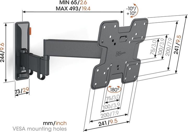 Image du produit Vogels TVM 3245 (Mur, 15 kg, 19" - 43")