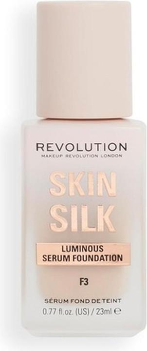 Actual product image Makeup Revolution Skin Silk Serum Foundation Light to Medium Coverage with Hyaluronic Acid F3 23ml (F3)