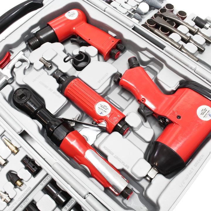 Produktbild Wiltec Druckluftgeräte Set 71 Teile Schlagschrauber Druckluft Meissel Schleifer Ratsche (1/4")