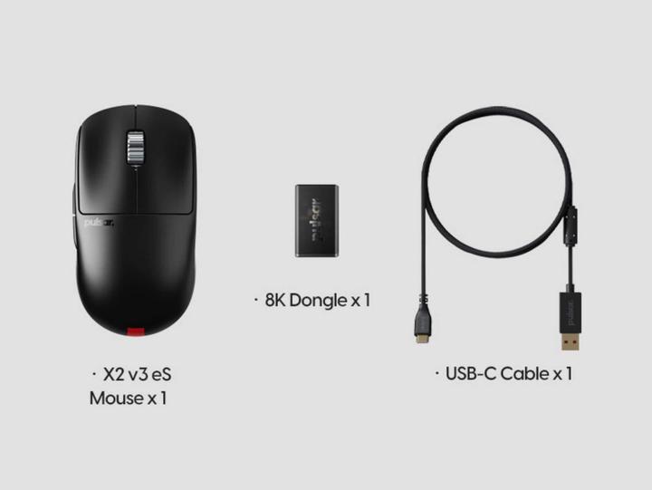 Actual product image Pulsar X2 v3 eS Mini Wireless - Gaming Mus - Optisk - 5 scarce - Sort (Cable, Wireless)