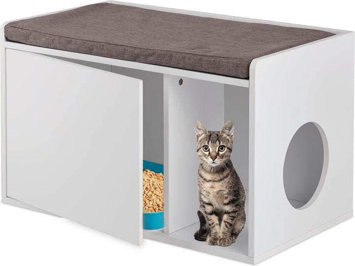 Actual product image Relaxdays Cat Cabinet with Bench (Cat litter box closed)