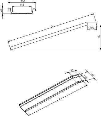 Actual product image Altec Verladeschiene Aluminium L1000xFB155 mm mit Rand Tragkraft 700 kg/Paar