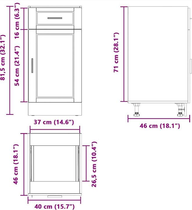 Produktbild vidaXL Küchenunterschrank (40 x 46 x 81.50 cm)