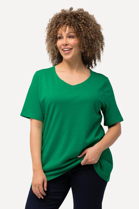 Immagine prodotto Ulla Popken Maglia aderente con davanti doppio, scollo a girocollo e mezze maniche (62)